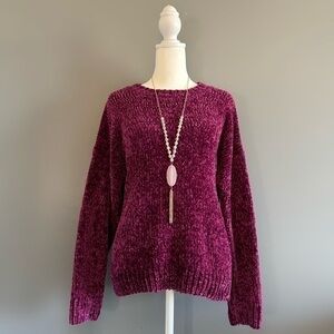 EUC Cupio Magenta Chenille Super Soft Sweater Size L